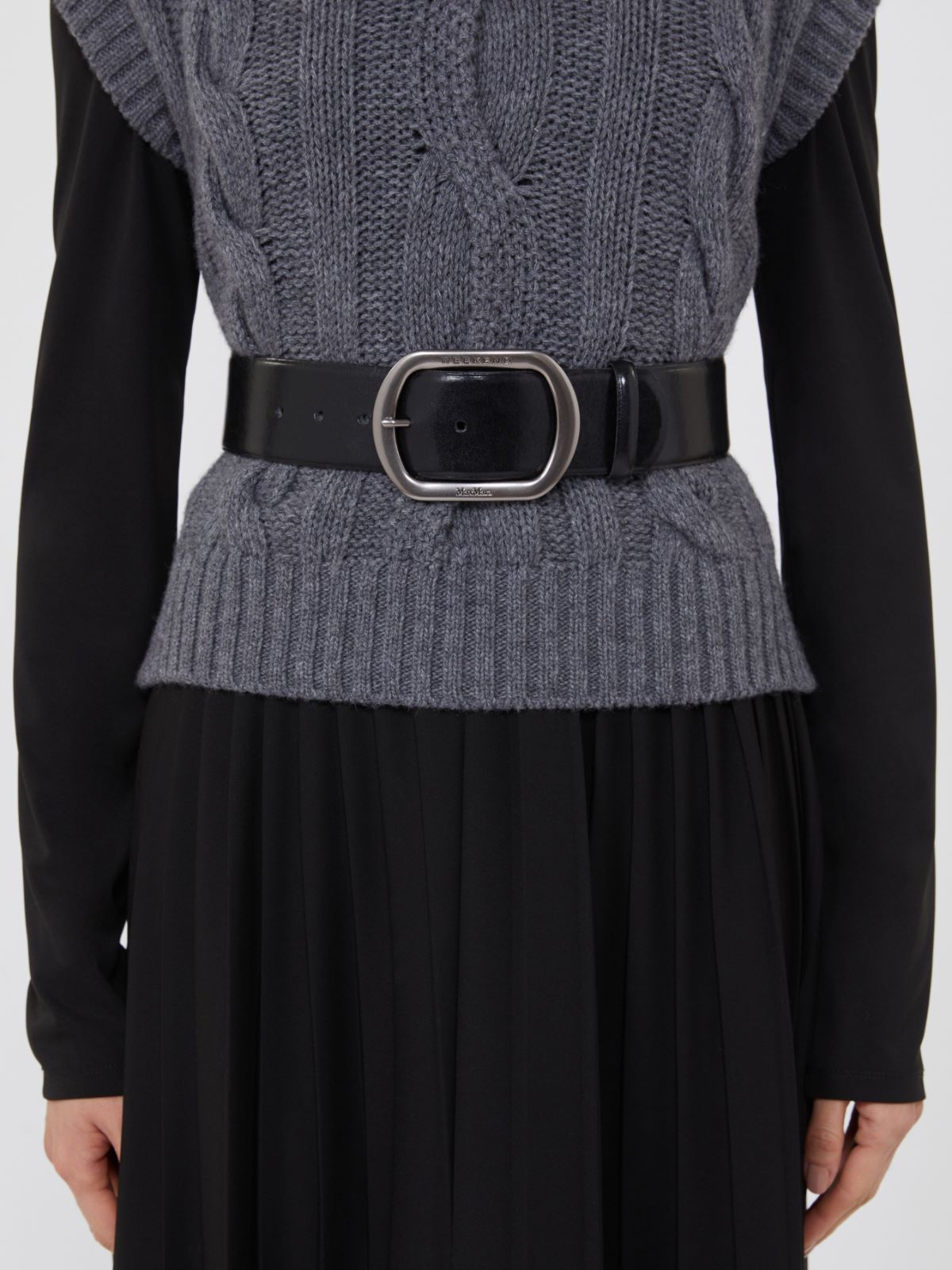 Ceinture en cuir - NOIR - Max Mara