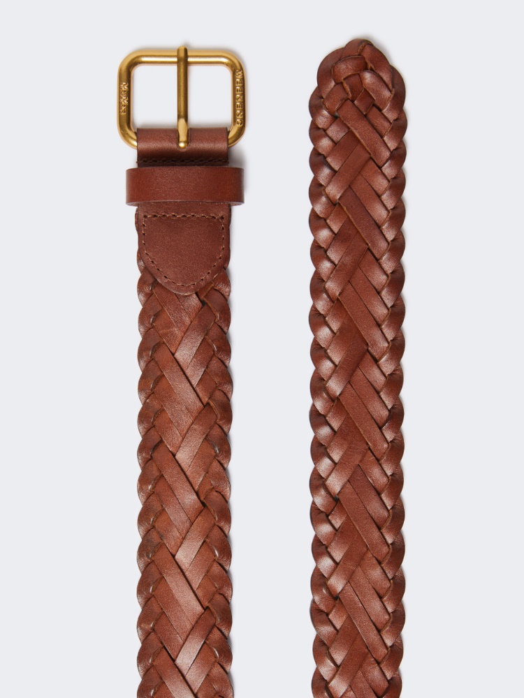 MaxMara　 ニュープレート　カーフレザー　ベルト 関税・送料込】Max Mara ゴールドMロゴ付 カーフレザーベルト
