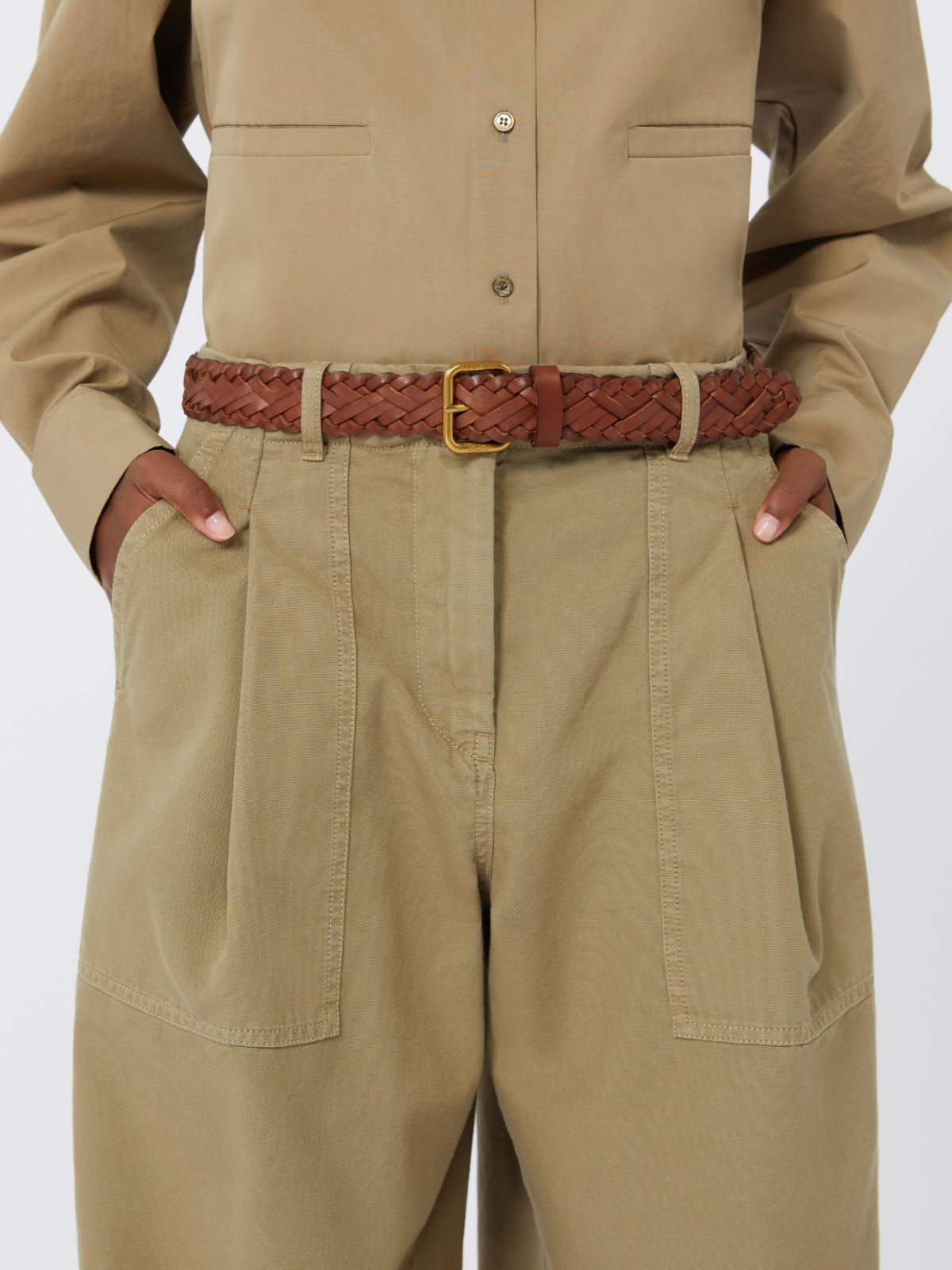 Woven leather belt + TOBACCO - Max Mara