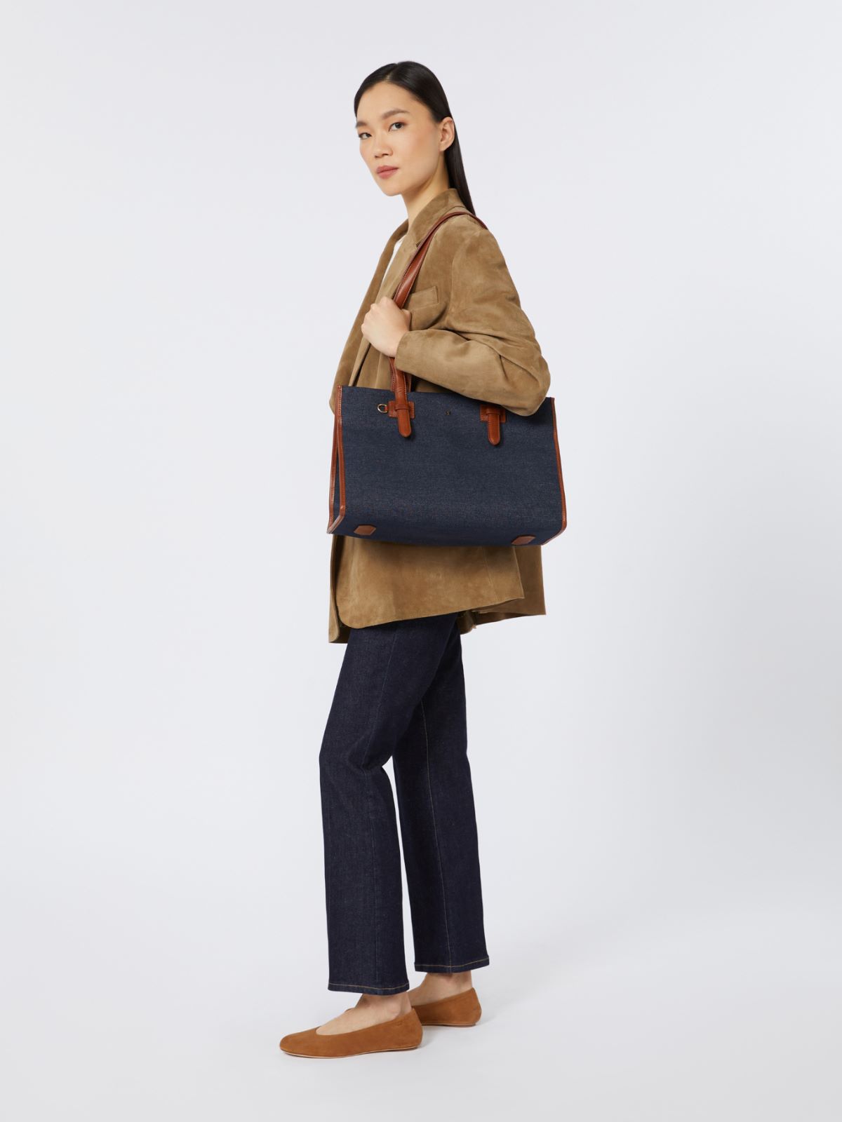 지안나데님 코튼 토트백 - CHINA BLUE