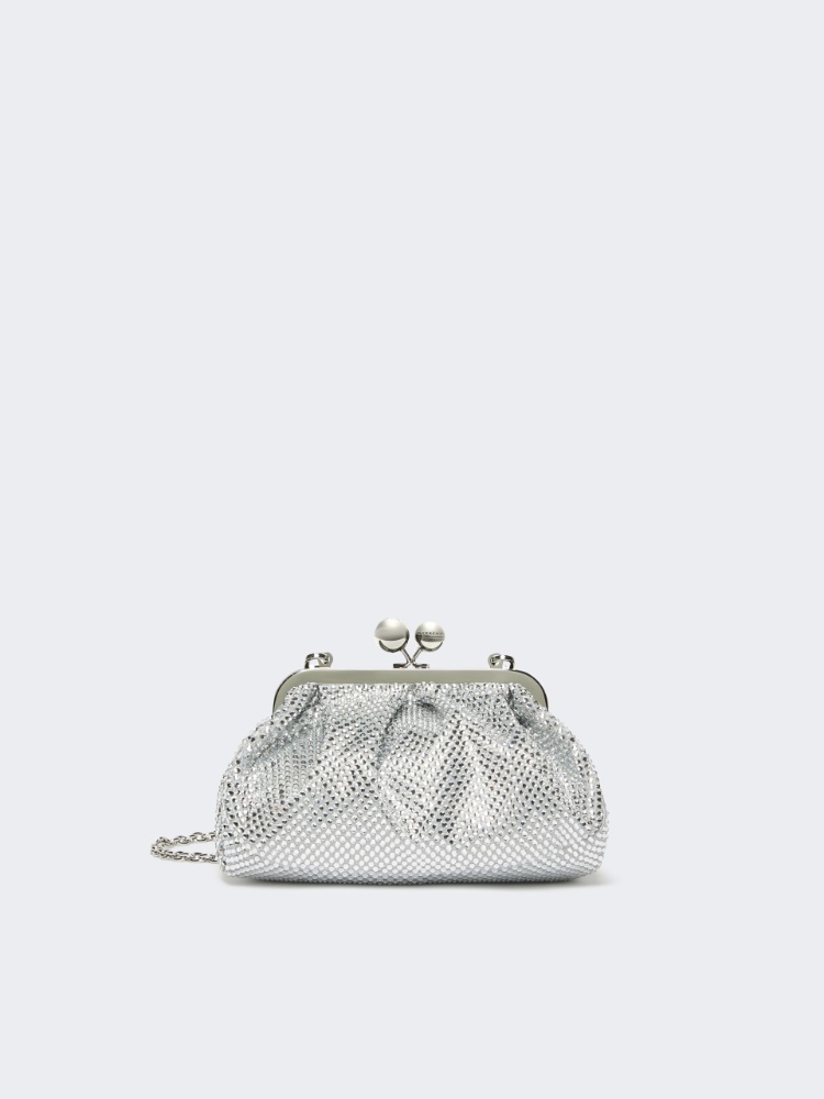 Small Pasticcino Bag in satin with rhinestones - OPTICAL WHITE - Max Mara