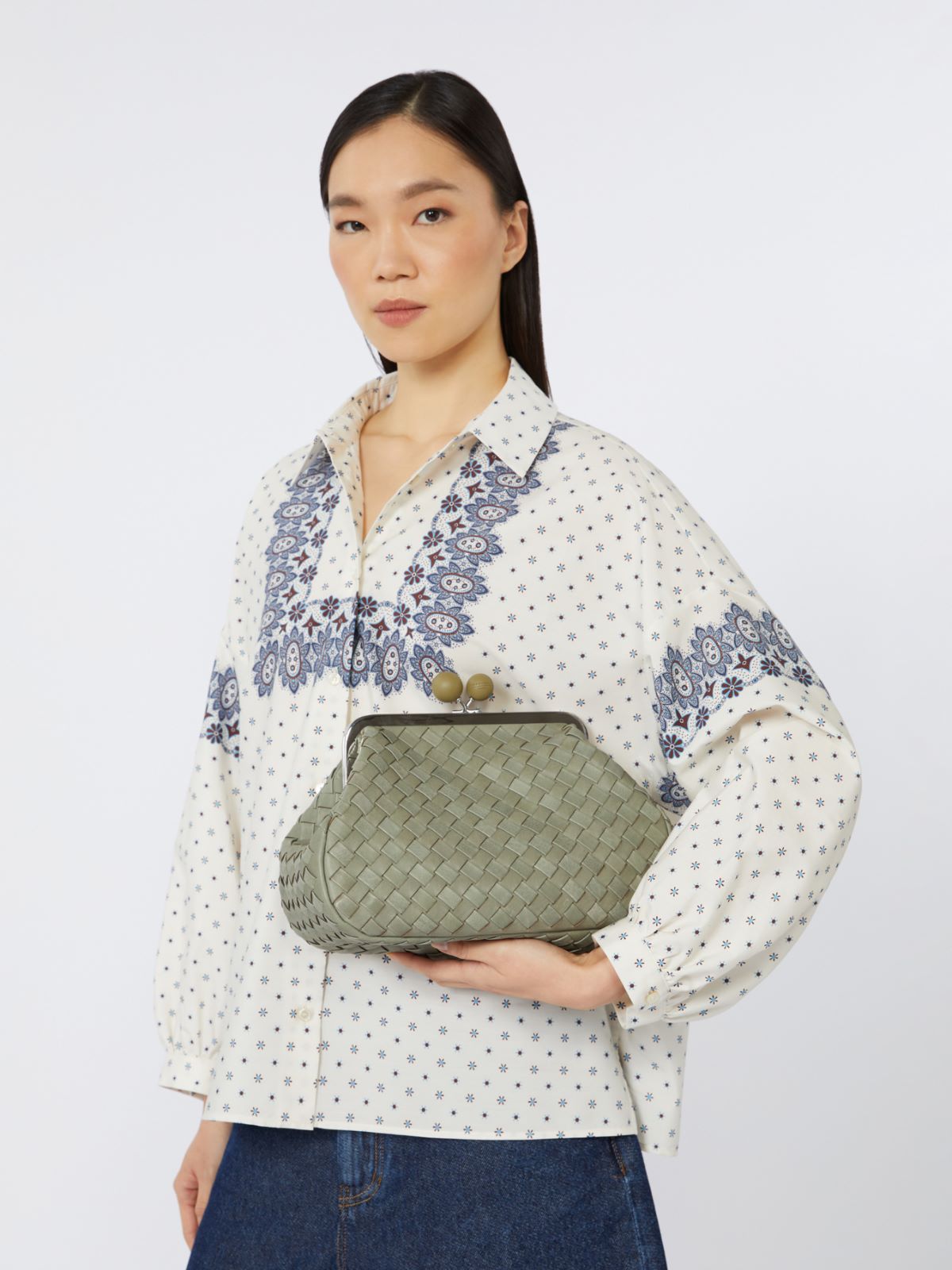 Medium woven leather Pasticcino Bag - SAGE GREEN - Max Mara - 12