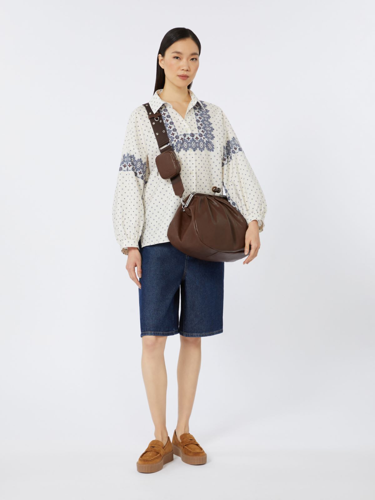 Large leather Pasticcino Bag - DARK BOWN - Max Mara