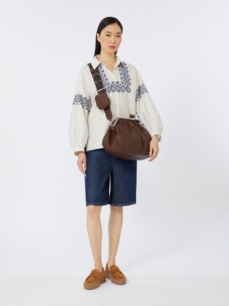 Large leather Pasticcino Bag - DARK BOWN - Max Mara
