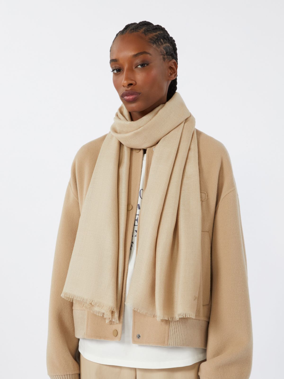 Cashmere and silk stole - BEIGE - Max Mara
