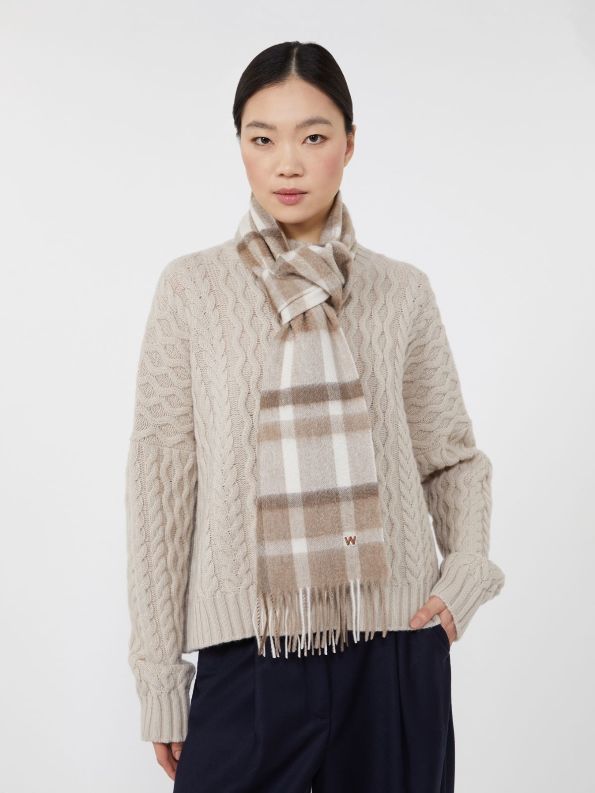 Jacquard cashmere scarf - BEIGE - Max Mara