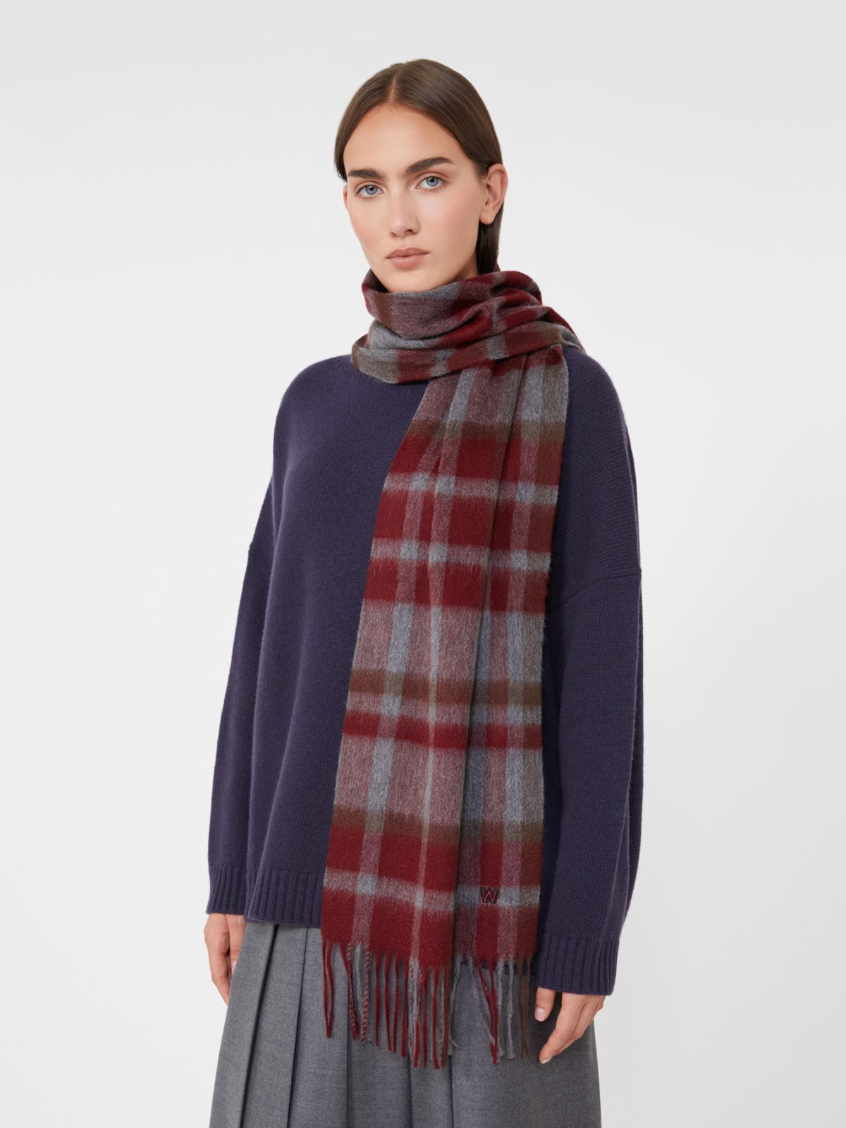 Jacquard cashmere scarf - MEDIUM GREY - Max Mara