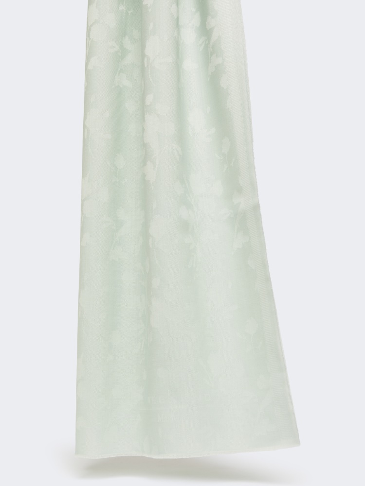 Jacquard wool stole - SAGE GREEN - Max Mara