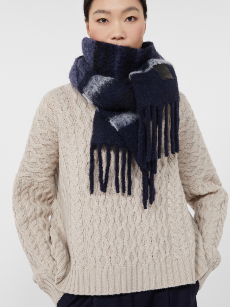 Szal z mieszanki alpaki - CIEMNOGRANATOWY - Max Mara - 2
