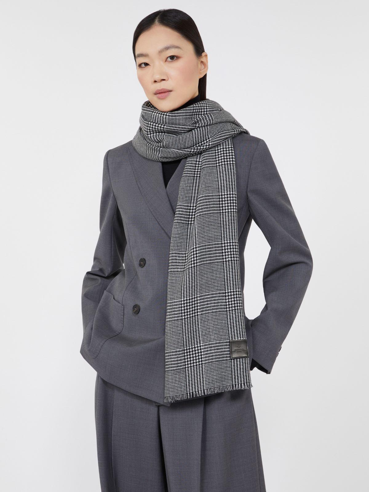 Patterned wool stole - BLACK - Max Mara - 9