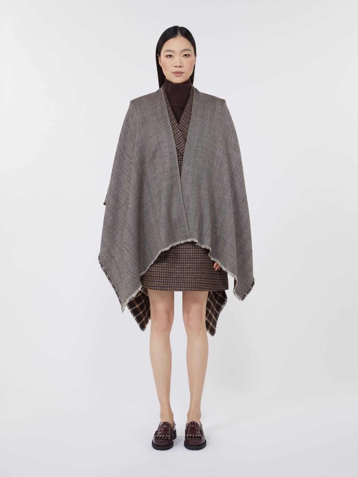 Double-face wool cape - DARK BROWN - Max Mara - 2