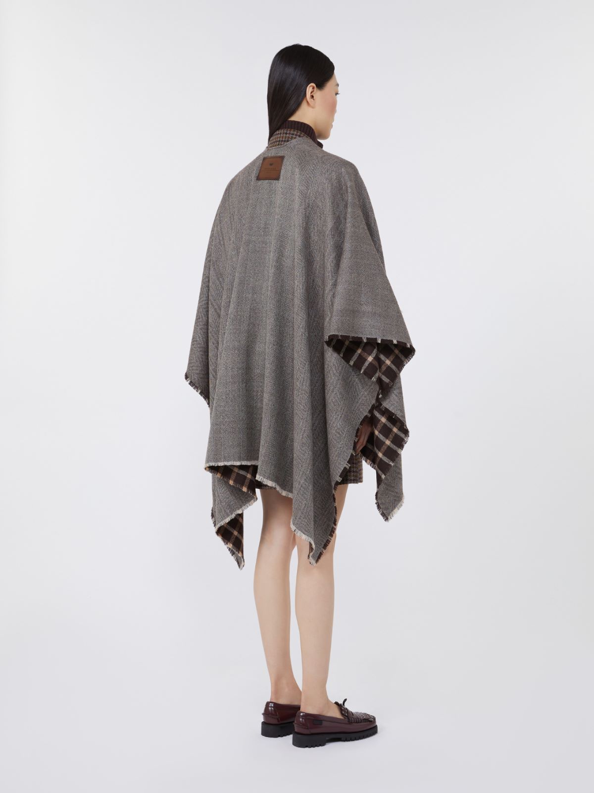 Double-face wool cape - DARK BROWN - Max Mara - 3