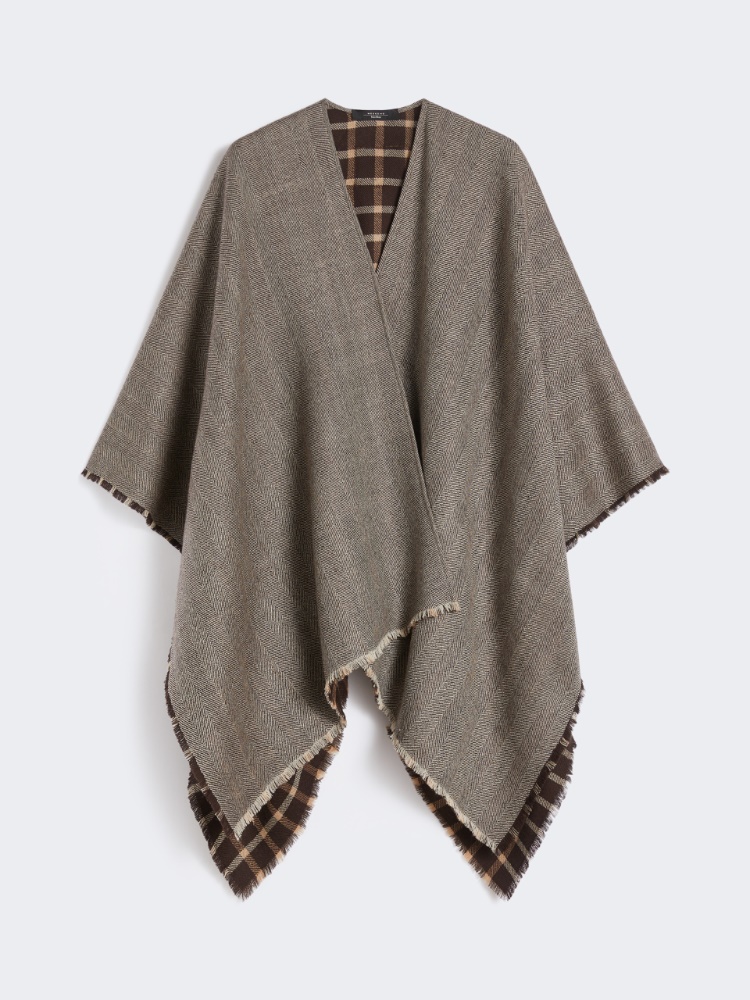 Double-face wool cape - DARK BROWN - Max Mara