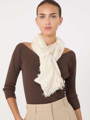 VIP【関税送料無料】希少 MAX MARA WHITE BEIGE SILK SCARVES Scarves and shawls silk | Max Mara
