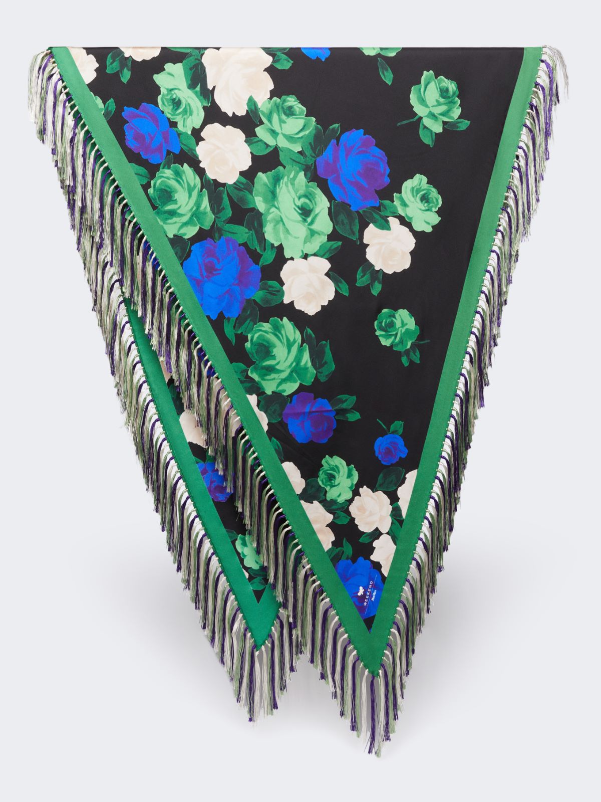 Fringed printed silk scarf - DARK GREEN - Max Mara - 9