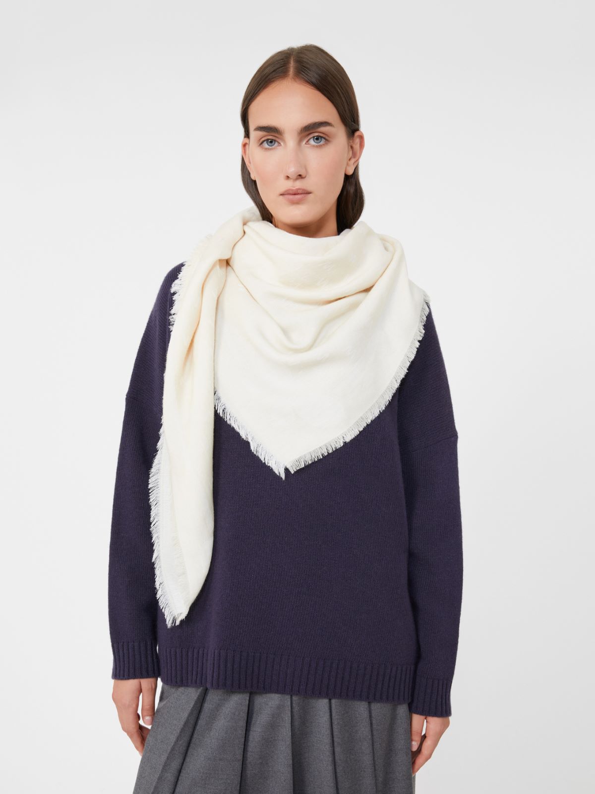 Châle en viscose et laine jacquard - LAIT - Max Mara