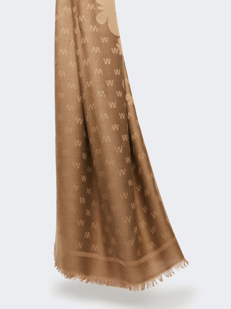 Jacquard-knit viscose and wool shawl - CAMEL - Max Mara