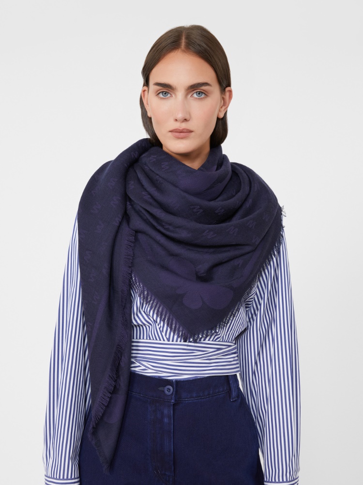 Châle en viscose et laine jacquard - BLEU MARINE - Max Mara