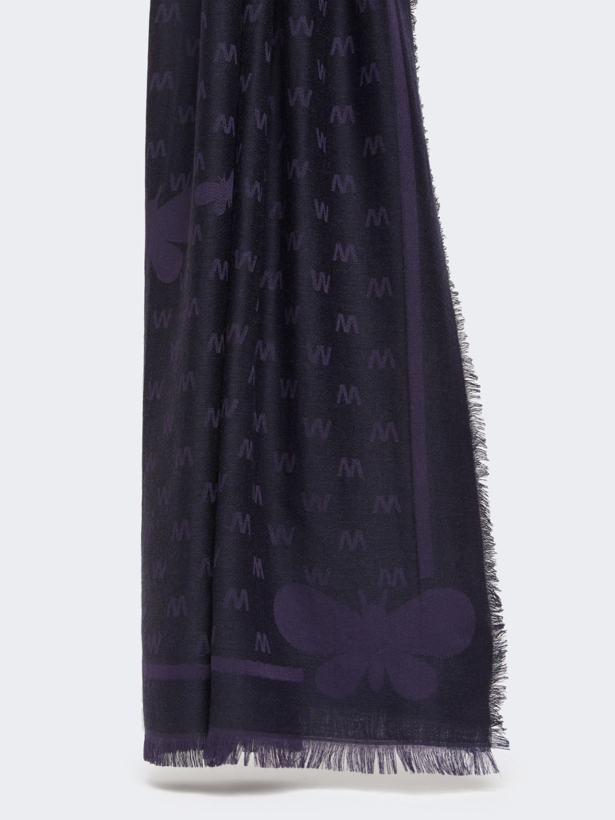 Jacquard-knit viscose and wool shawl - ULTRAMARINE - Max Mara - 9