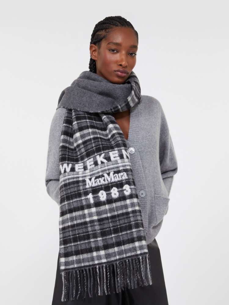 Jacquard wool-blend stole, medium grey | 