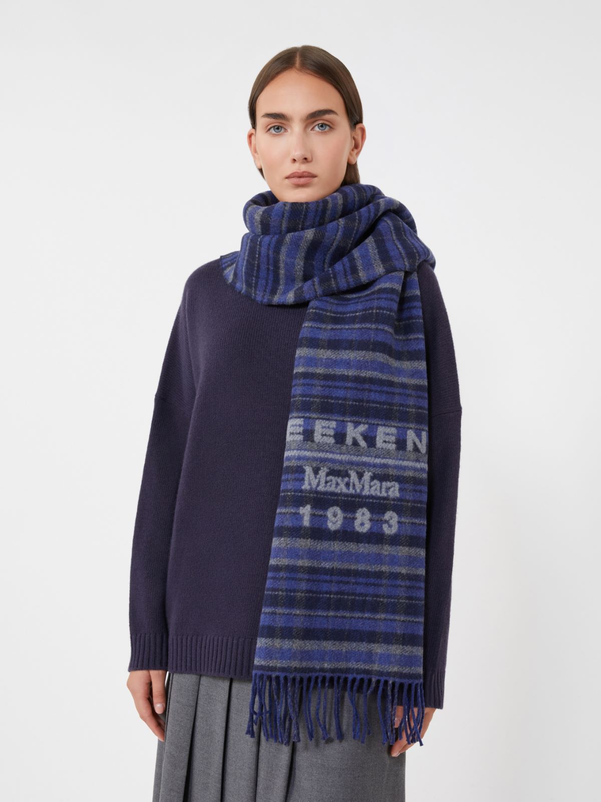 Jacquard wool-blend stole - ULTRAMARINE - Max Mara