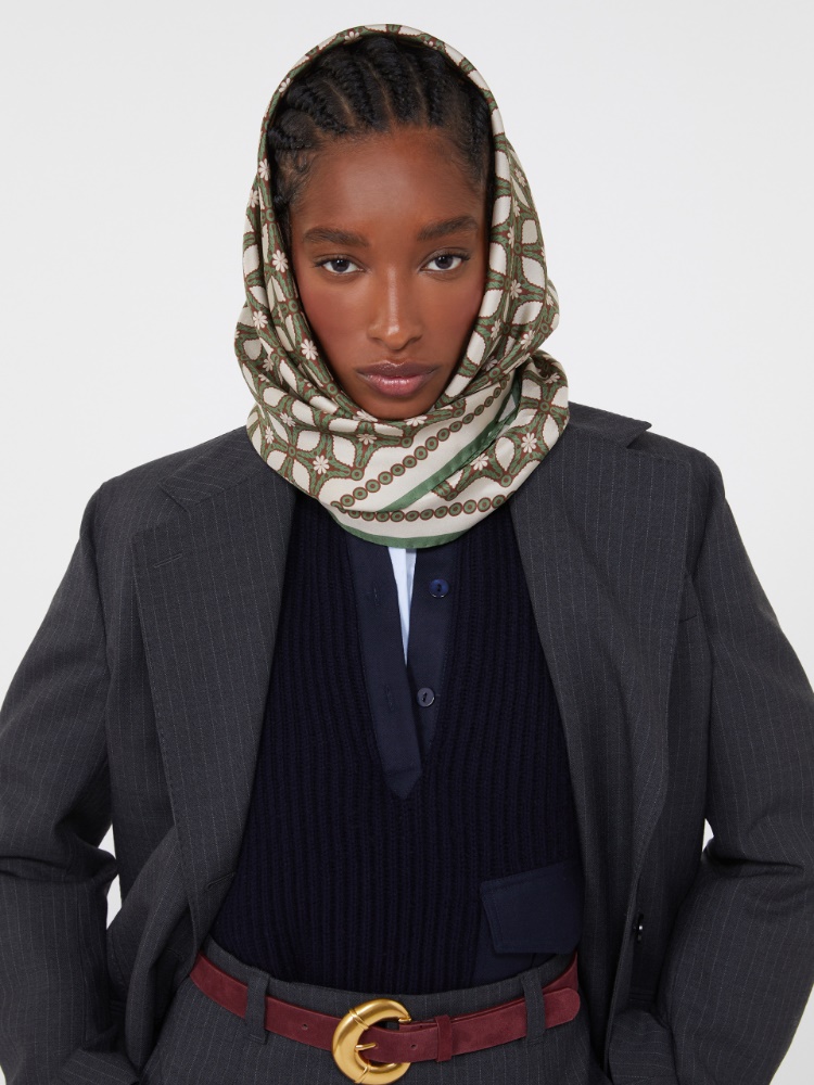 Foulard en sergé de soie imprimée - BEIGE - Max Mara