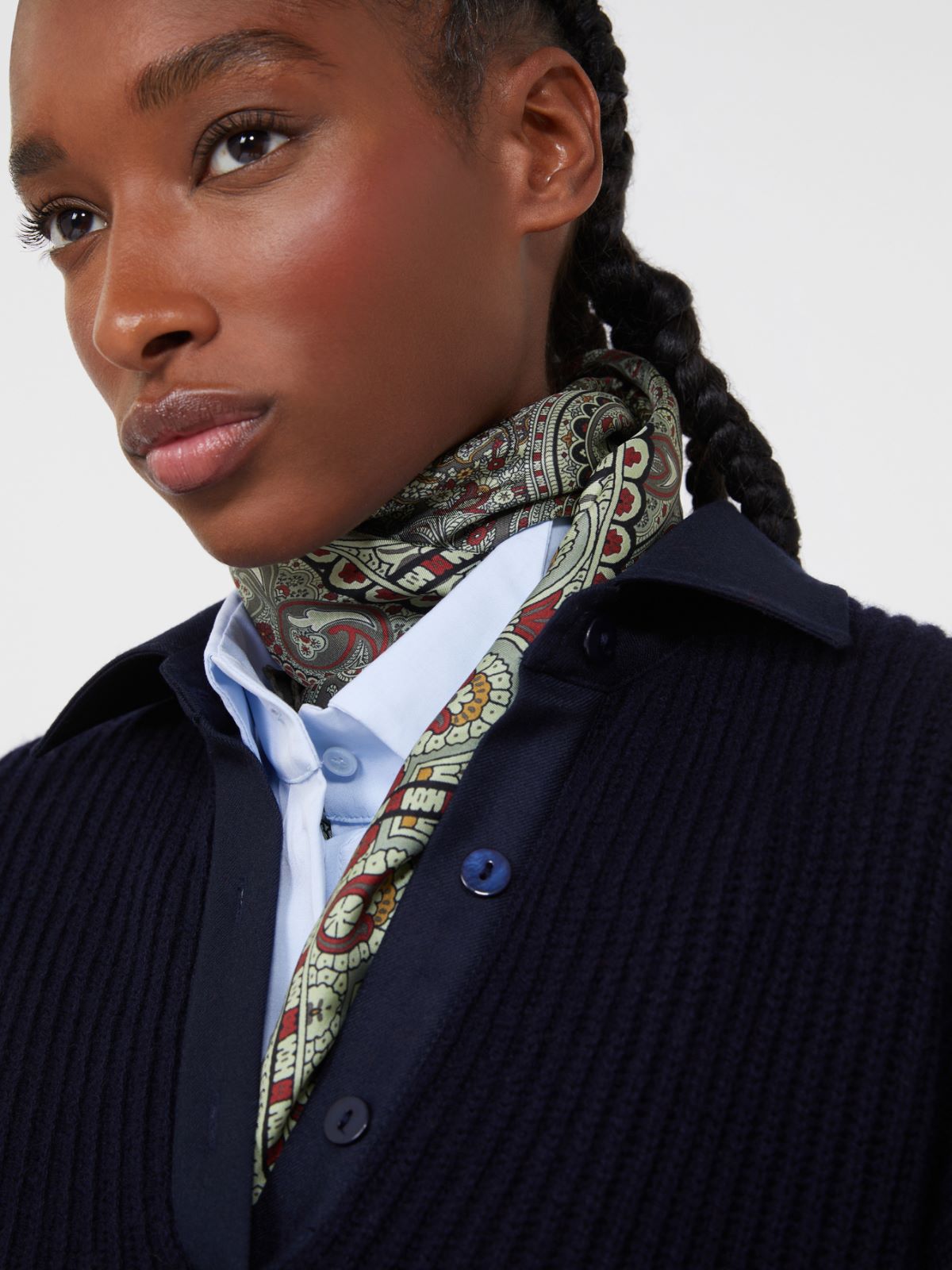 Printed silk twill scarf - OLIVE GREEN - Max Mara - 9