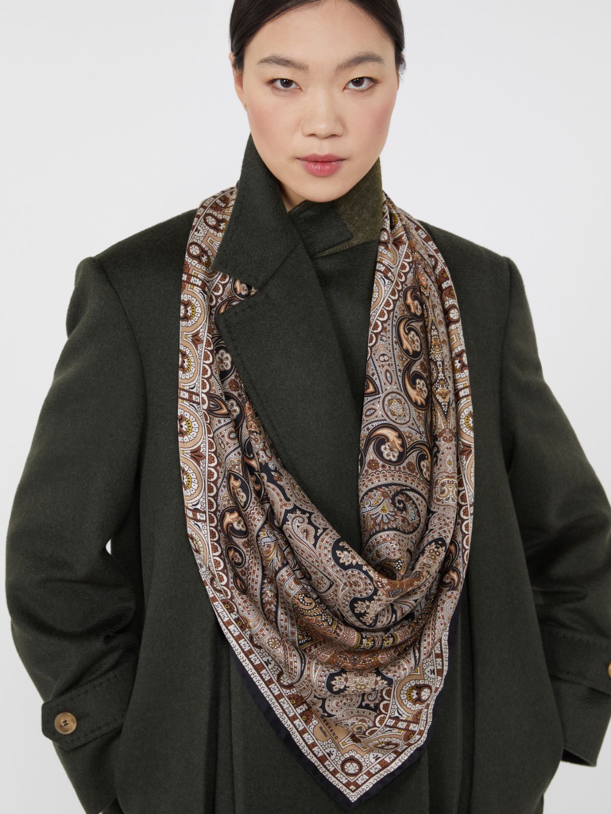 Printed silk twill scarf - BLACK - Max Mara - 9