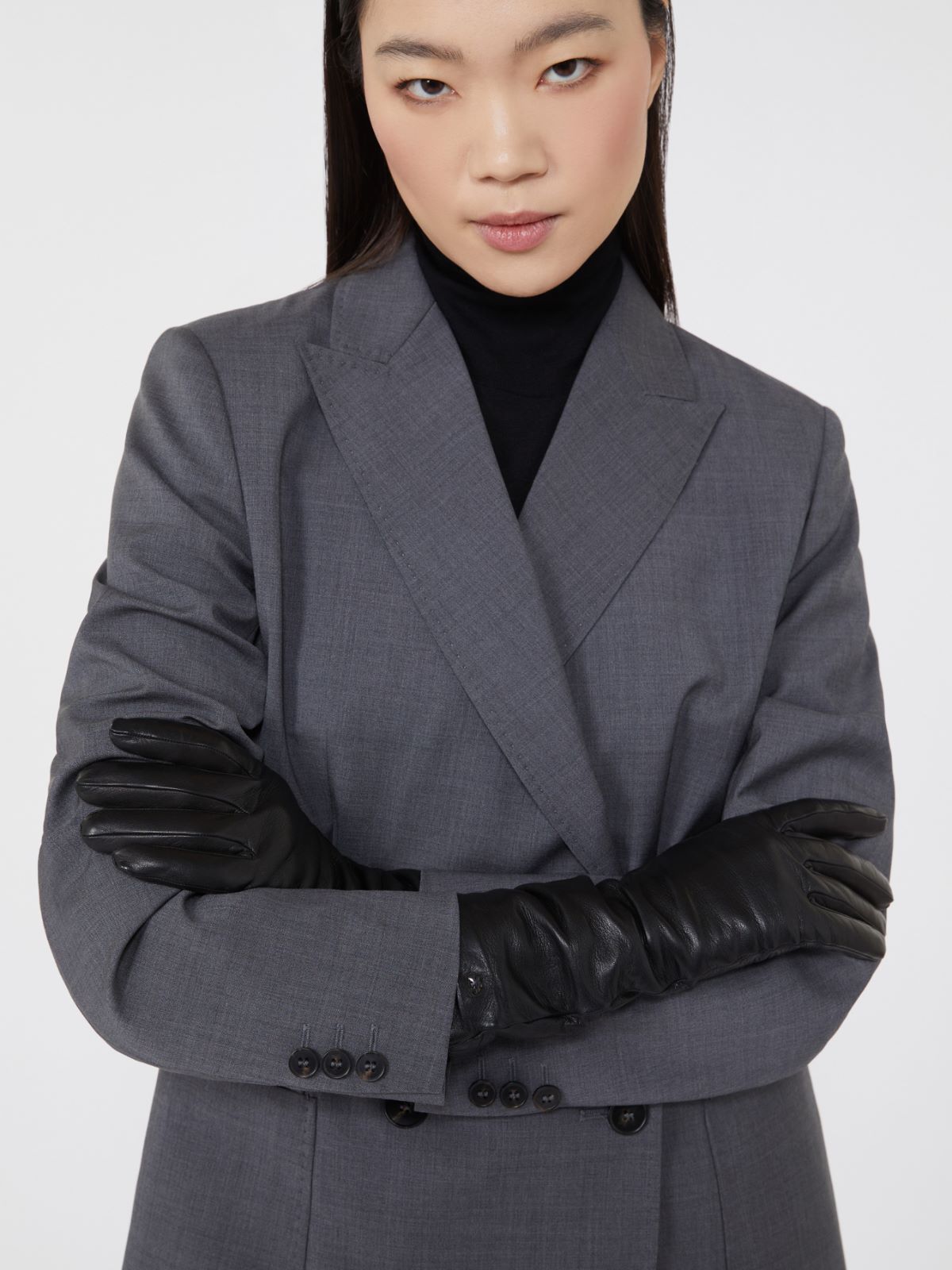 Medium-length nappa leather gloves + BLACK - Max Mara