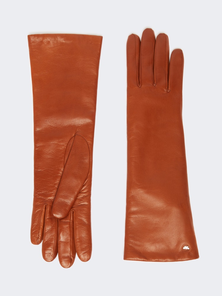 Medium-length nappa leather gloves - TOBACCO - Max Mara