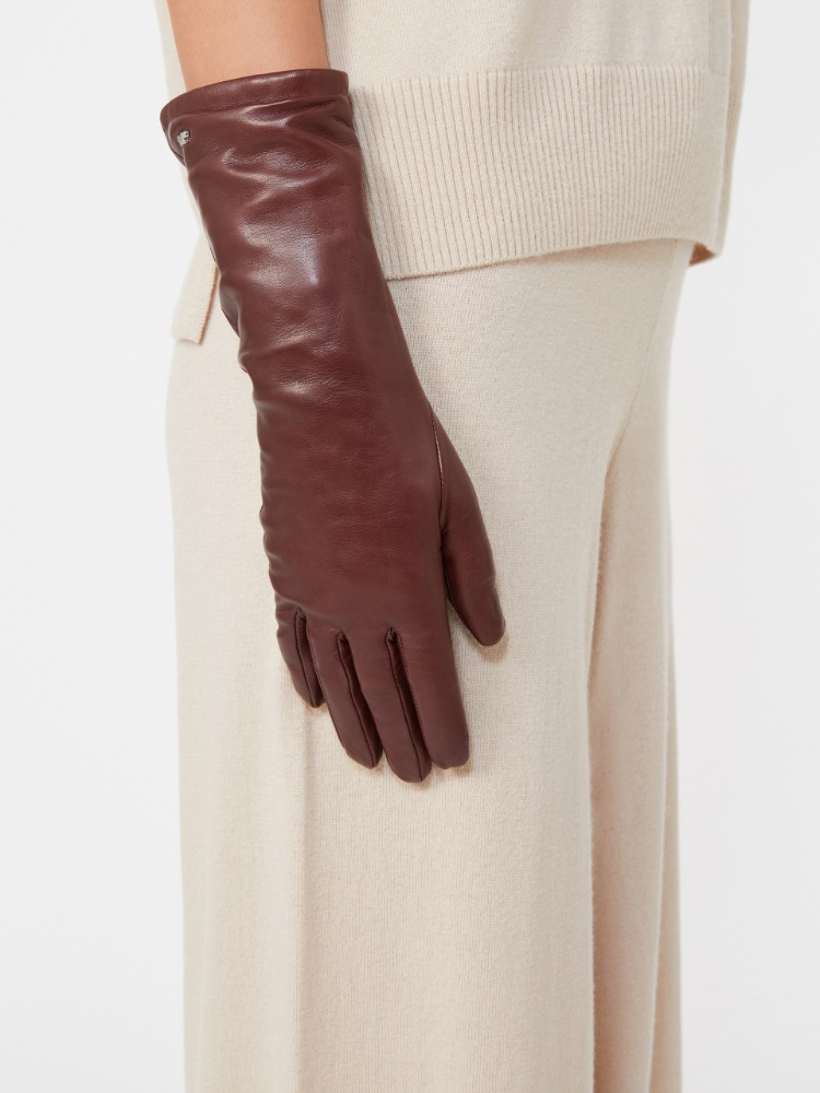 Średniej długości rękawiczki ze skóry nappa - BORDOWY - Max Mara - 2