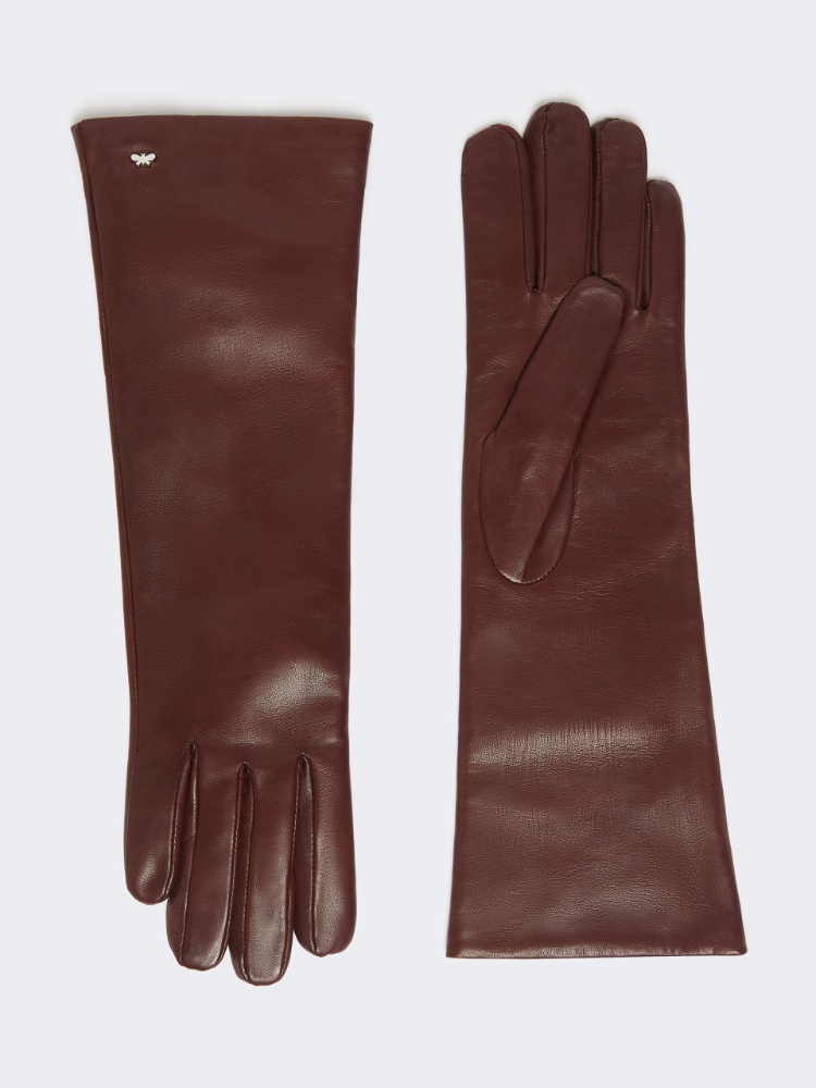Medium-length nappa leather gloves - BORDEAUX - Max Mara
