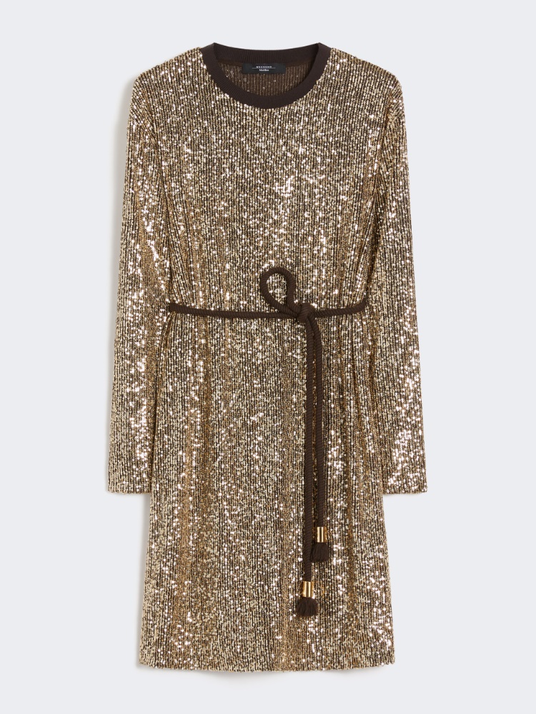 Short tulle dress with sequins - LIGHT GOLD - Max Mara