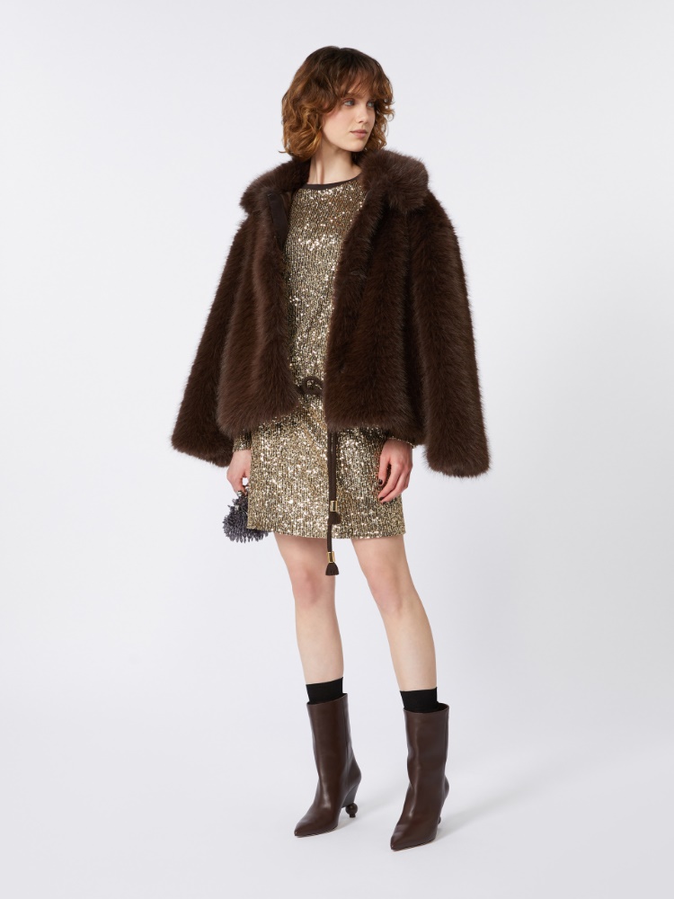 Short tulle dress with sequins - LIGHT GOLD - Max Mara