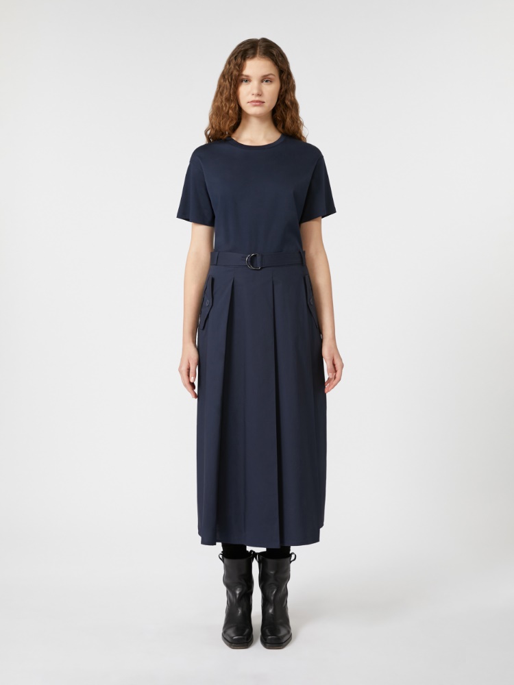 Max Mara ポプリンチュニックドレス リチア] ピュア コットン ポプリン ロング ドレス, medium grey