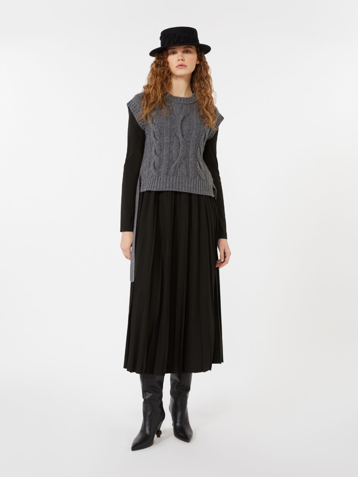 2-in-1 jersey and wool knit dress - BLACK - Max Mara