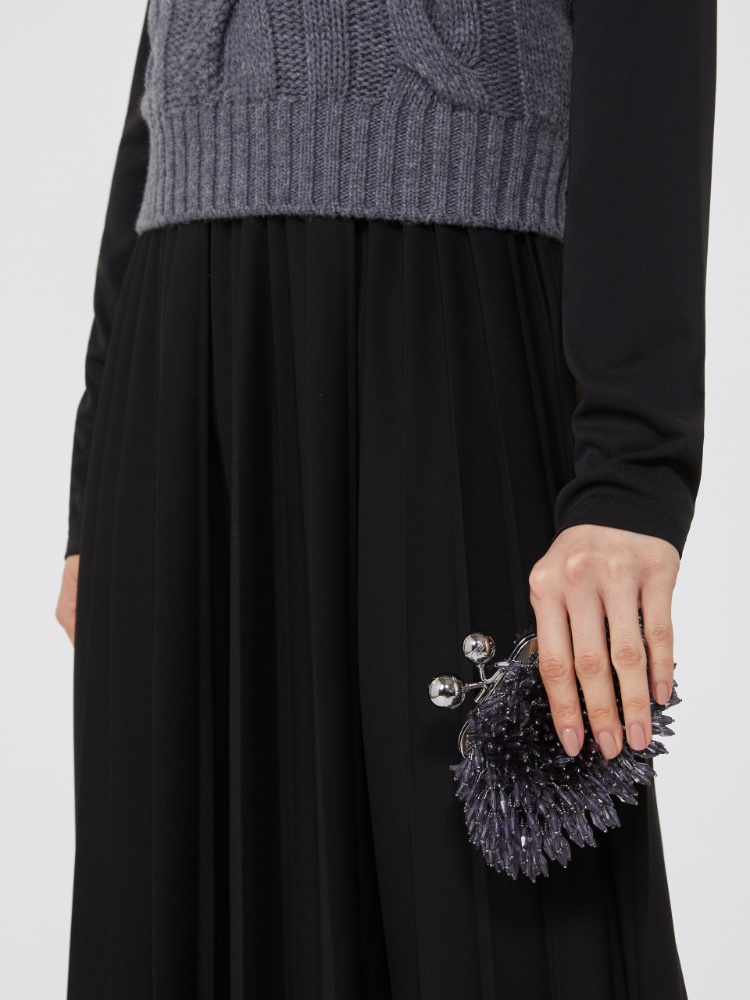 Torebka Pasticcino Bag nano z satyny ozdobionej strasem - CZARNY - Max Mara - 2