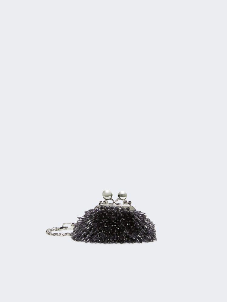 Mini Pasticcino Bag in satin with rhinestones - BLACK - Max Mara
