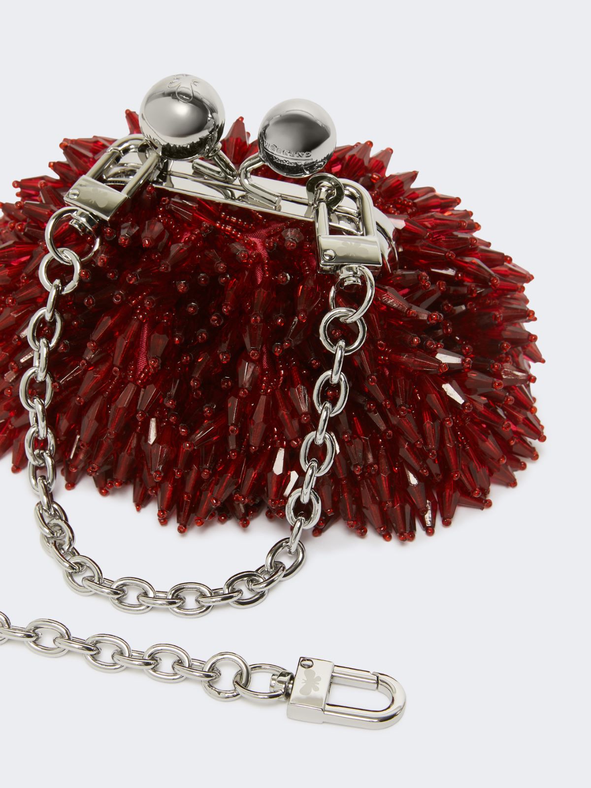 Mini Pasticcino Bag in satin with rhinestones - RED - Max Mara - 4