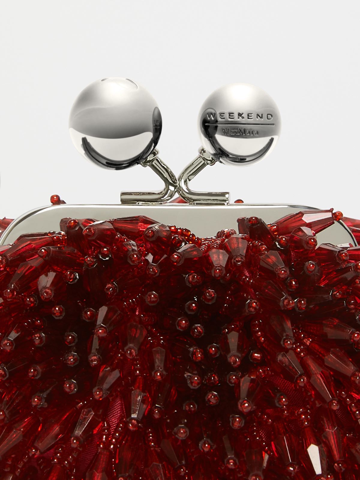 Mini Pasticcino Bag in satin with rhinestones - RED - Max Mara - 5