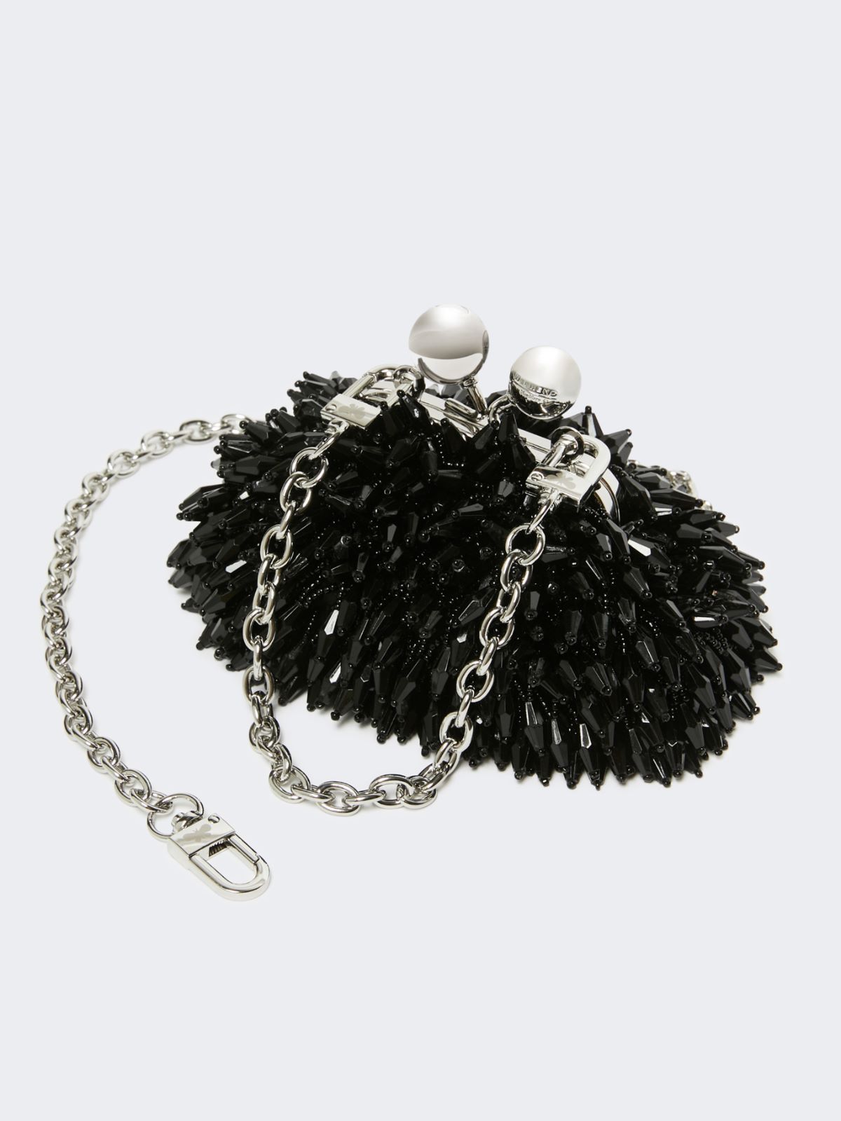 Mini Pasticcino Bag in satin with rhinestones - BLACK - Max Mara - 4