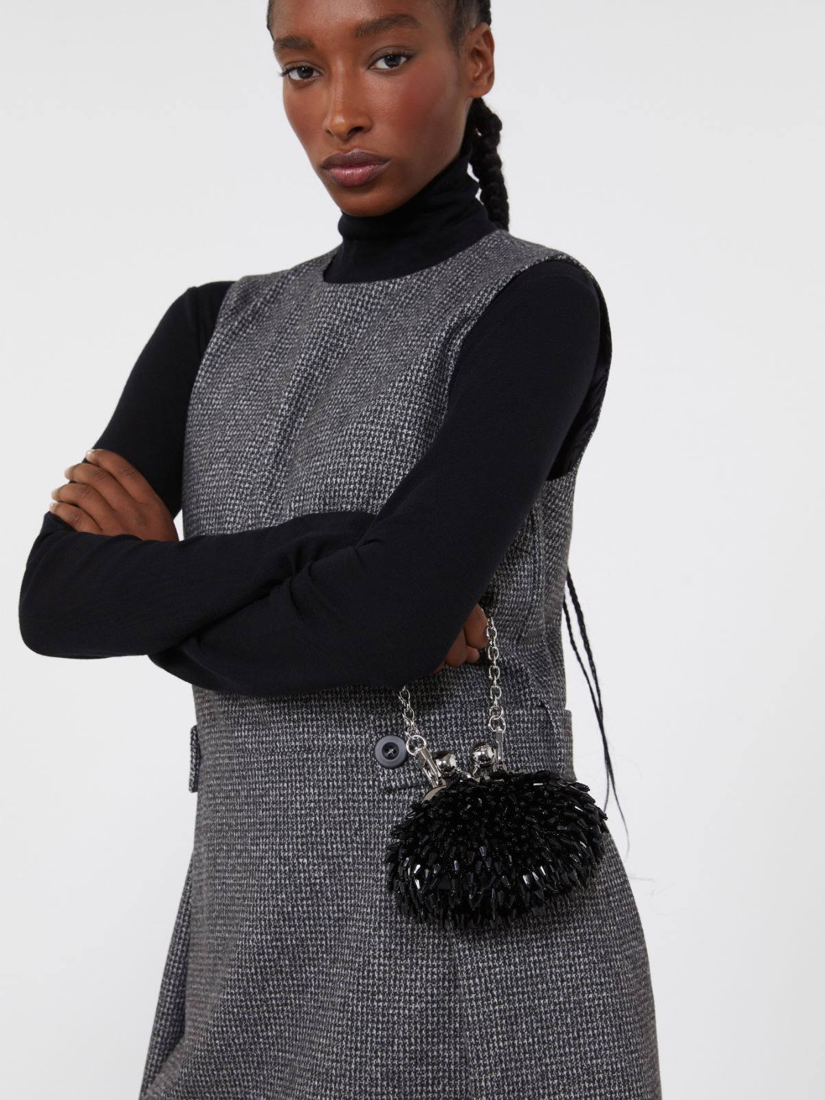 Pasticcino Bag nano en satin avec strass - NOIR - Max Mara