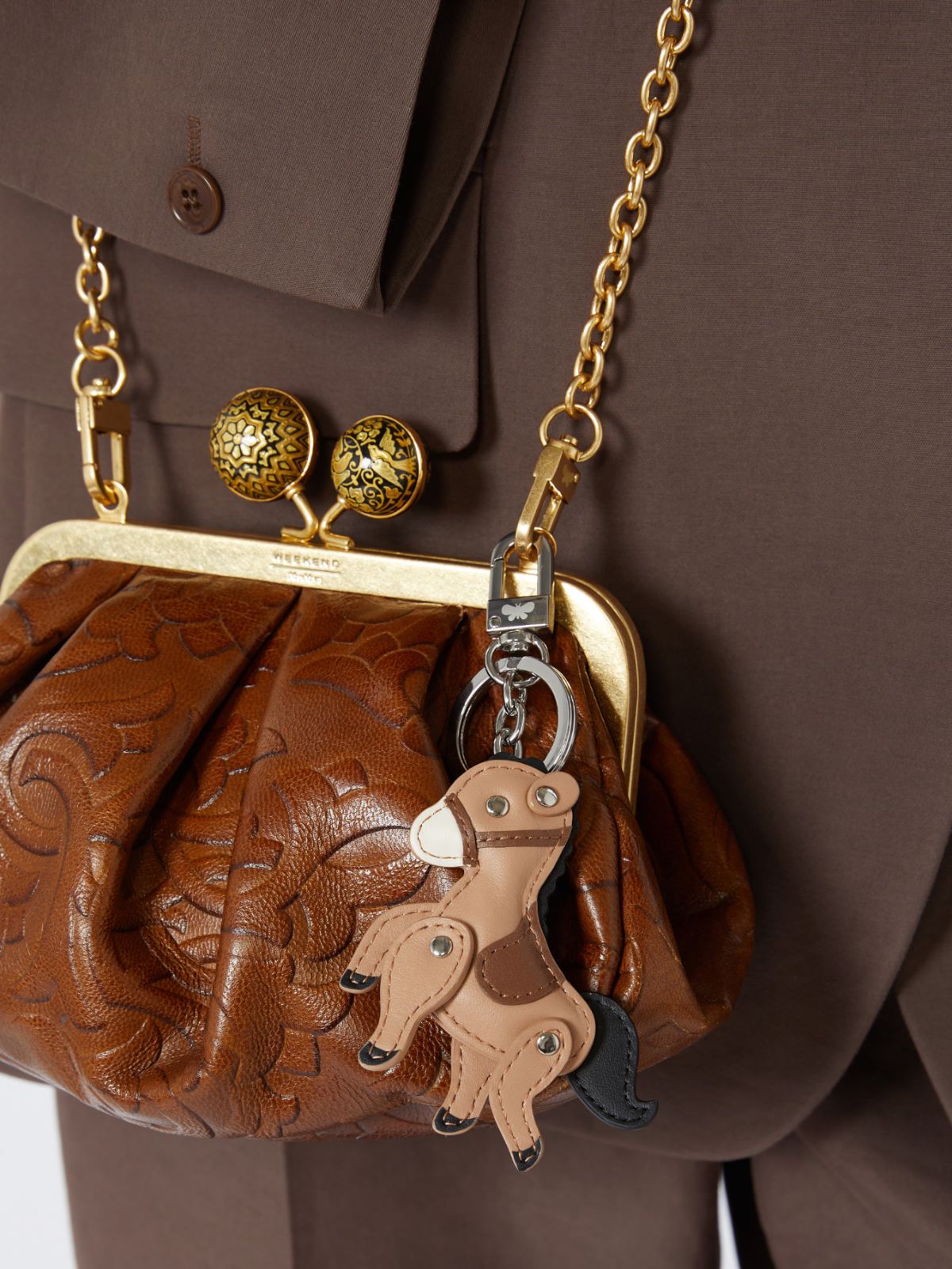 Leather keyring + SAND - Max Mara