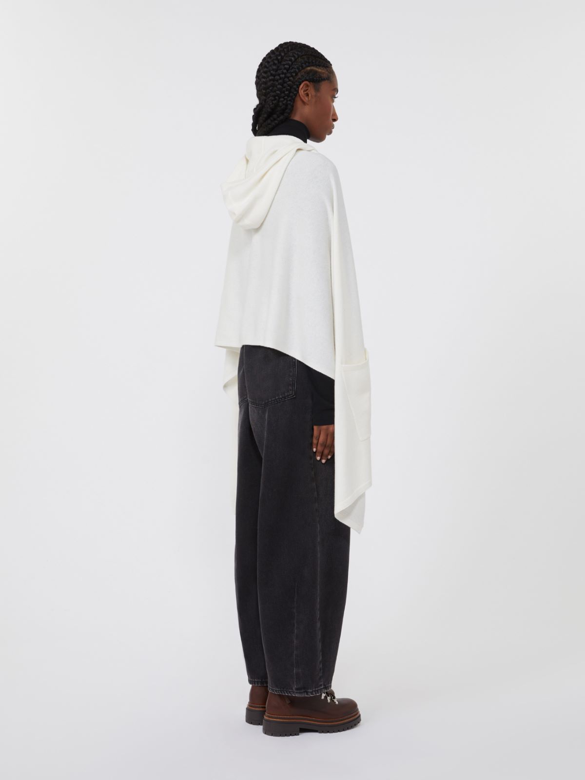 Cashmere hooded shawl - OPTICAL WHITE - Max Mara - 3