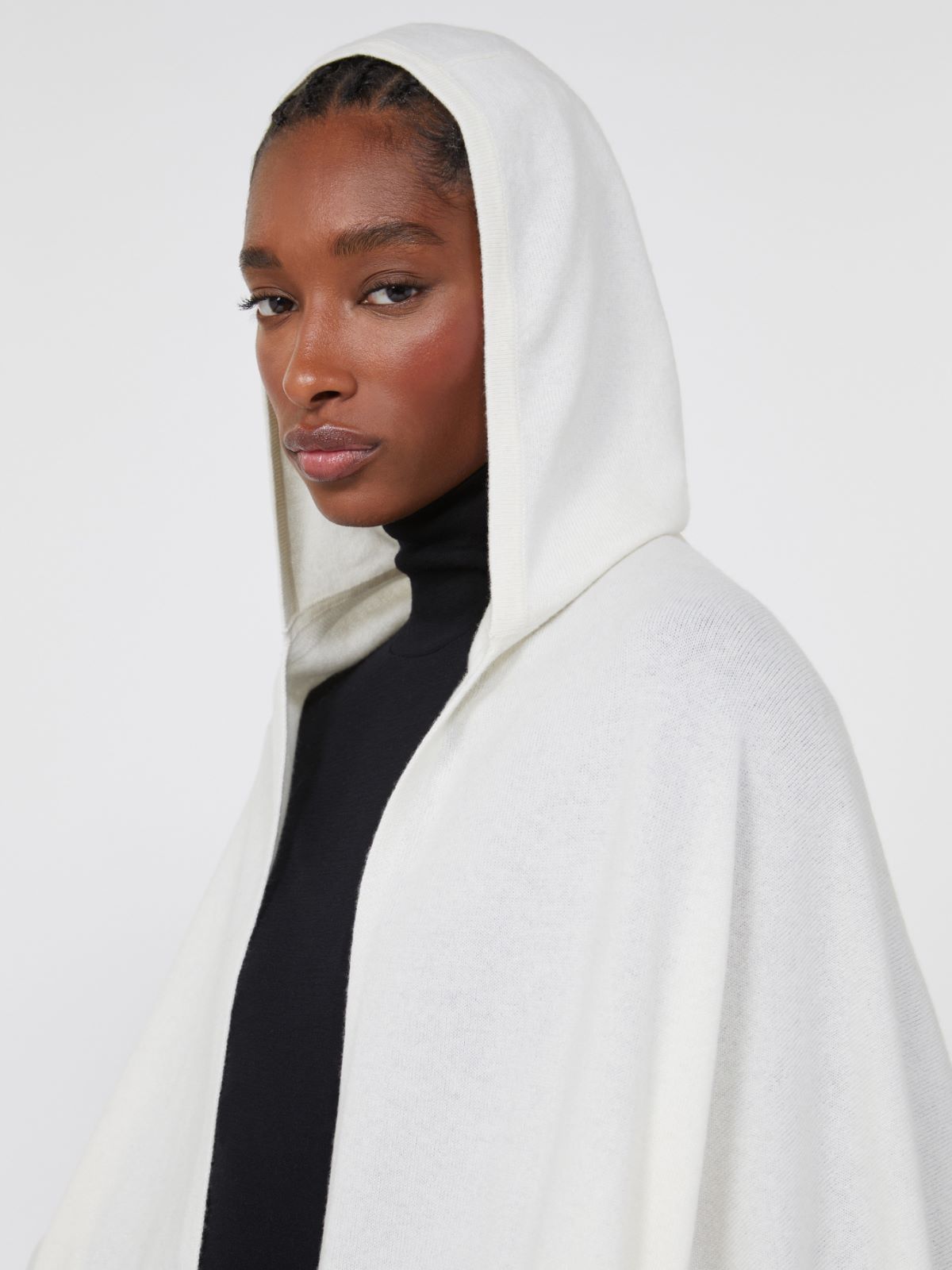 Cashmere hooded shawl - OPTICAL WHITE - Max Mara - 5