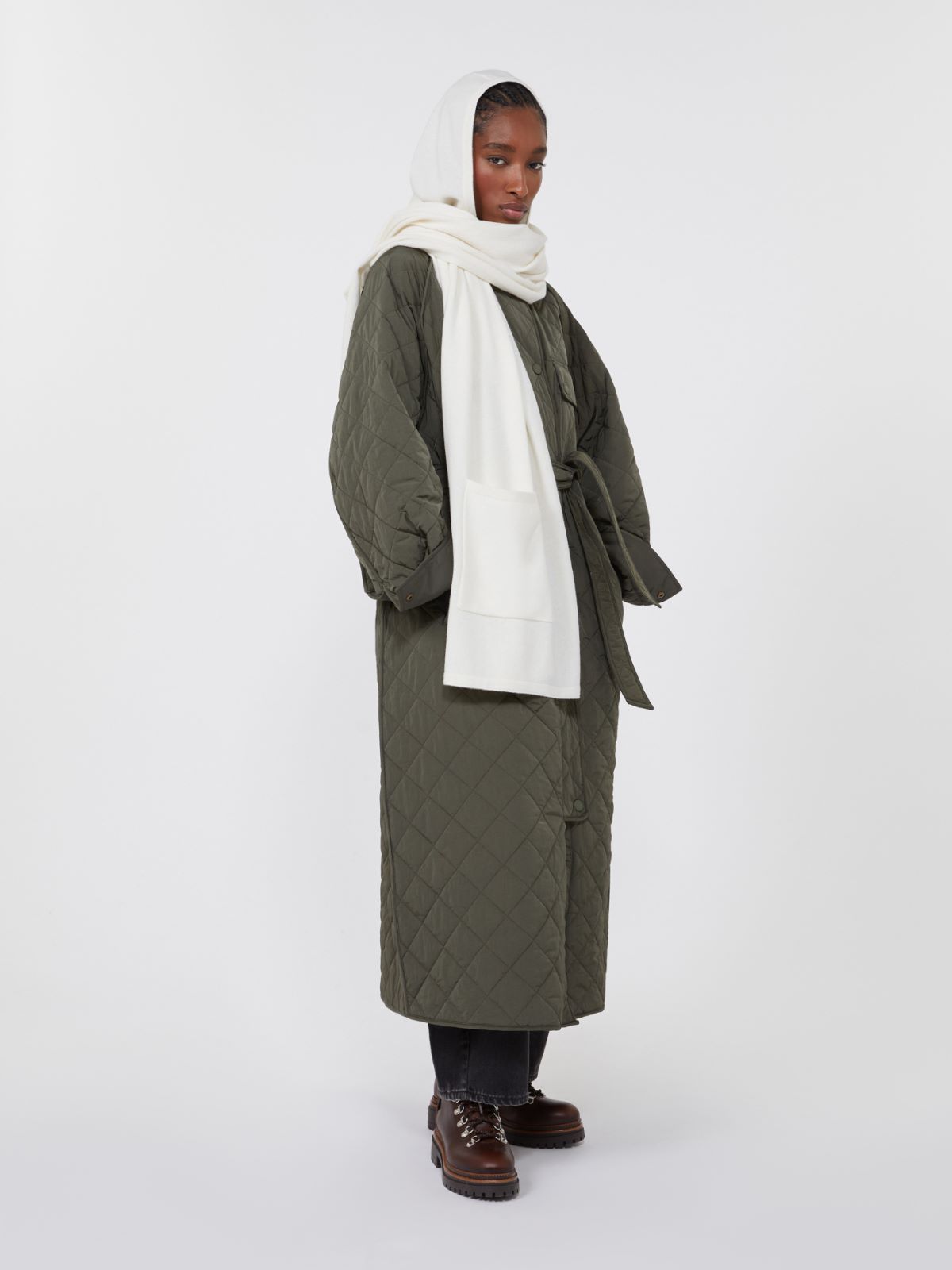 Cashmere hooded shawl - OPTICAL WHITE - Max Mara