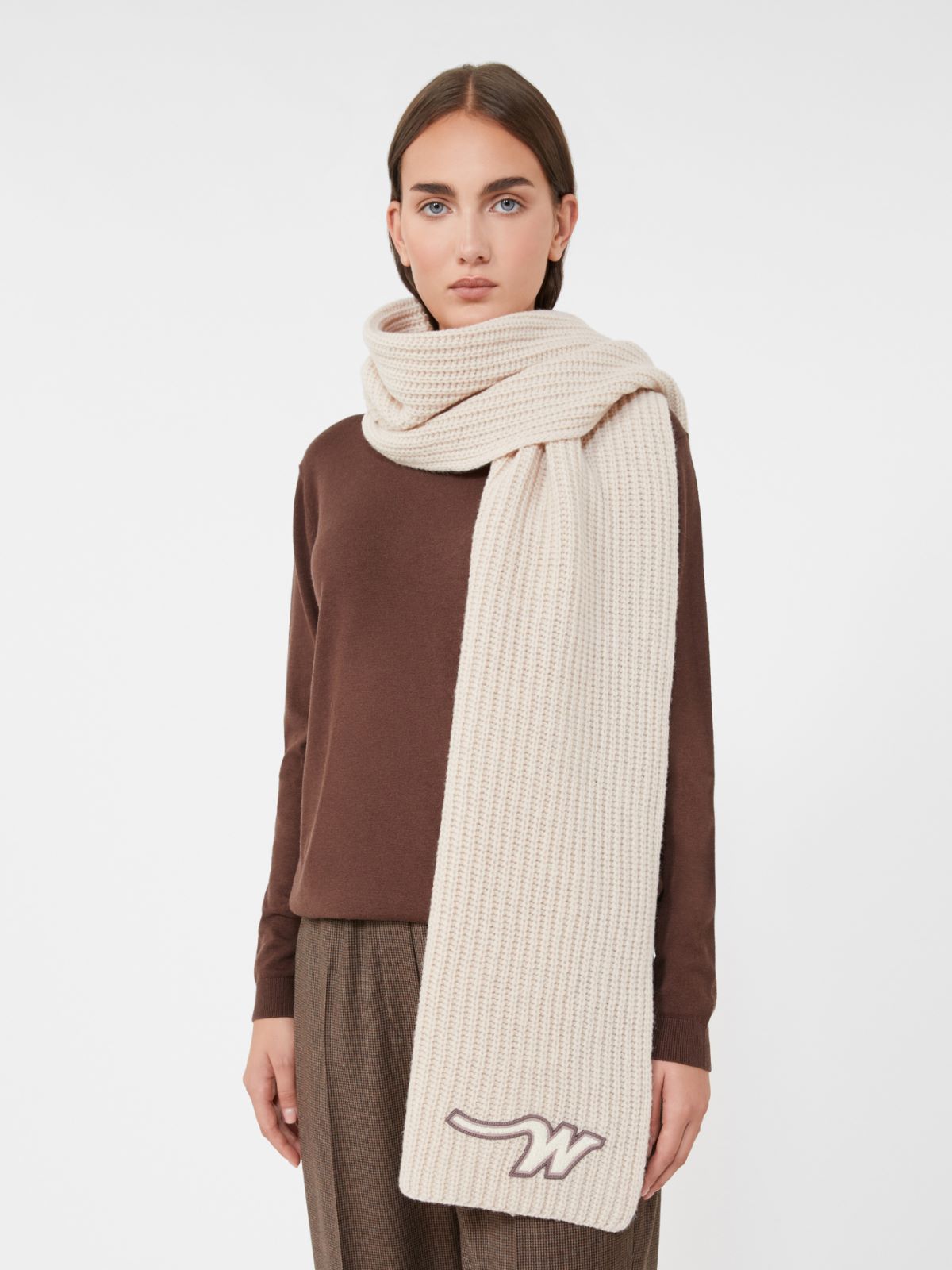 Wool yarn scarf - IVORY - Max Mara - 9
