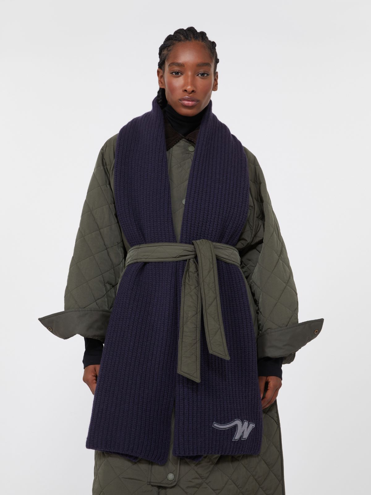 Wool yarn scarf - NAVY - Max Mara - 9