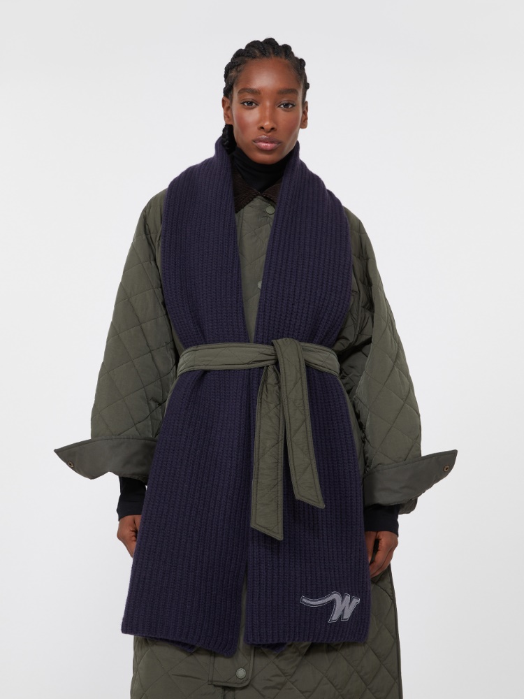 Wool yarn scarf - NAVY - Max Mara