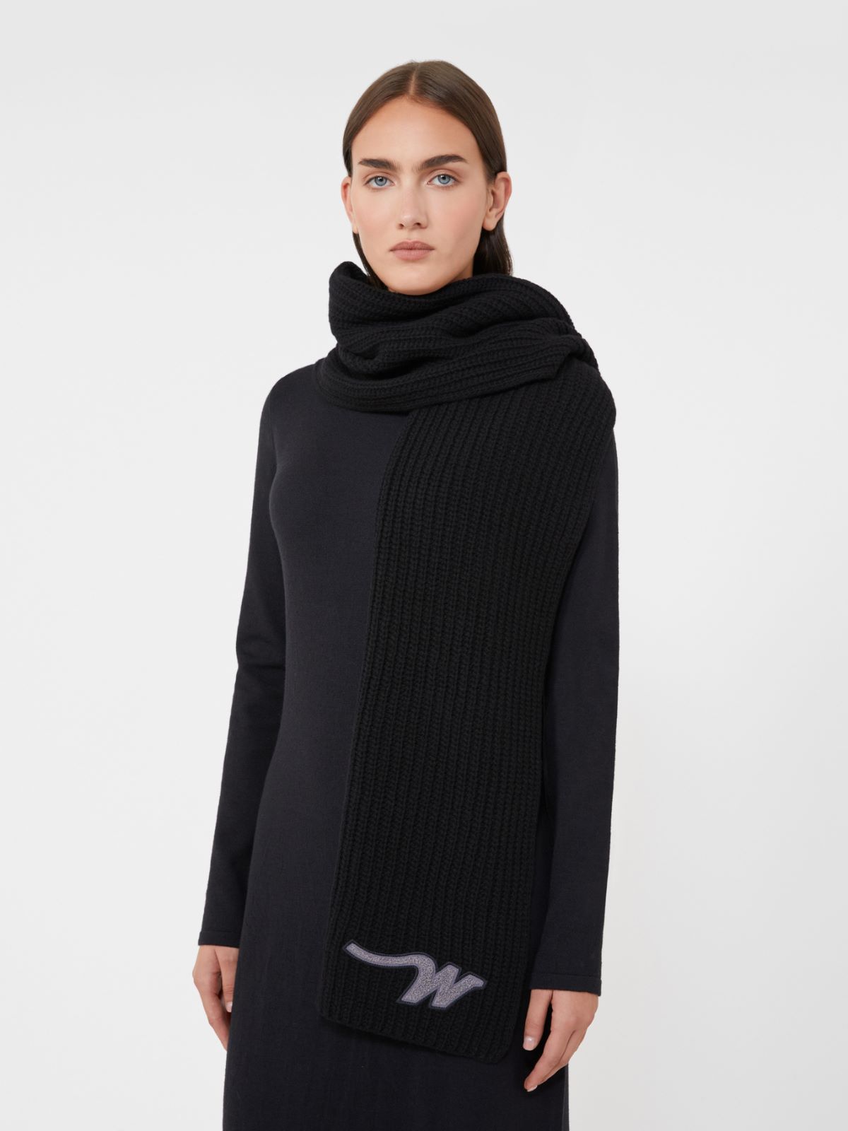 Wool yarn scarf - BLACK - Max Mara - 4